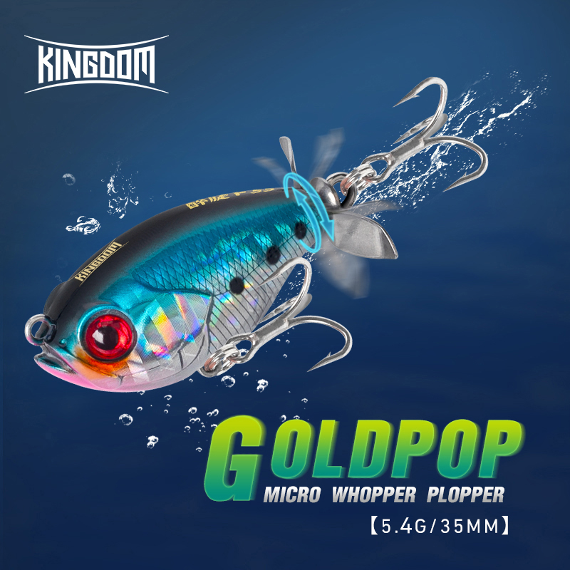 Fishing Lure Soft Plastic - キングダムポッパールアー、プロペラ付き、マス、パイク、バス、フローティングペンシル用の硬い人工餌、35mm、5.4g