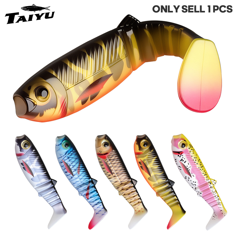 Fishing Lure Popper - TAIYU 3個入り 7.5cm 6g 3D多関節TテールPVCソフトフィッシングルアー、伝説のスペイン製人工餌